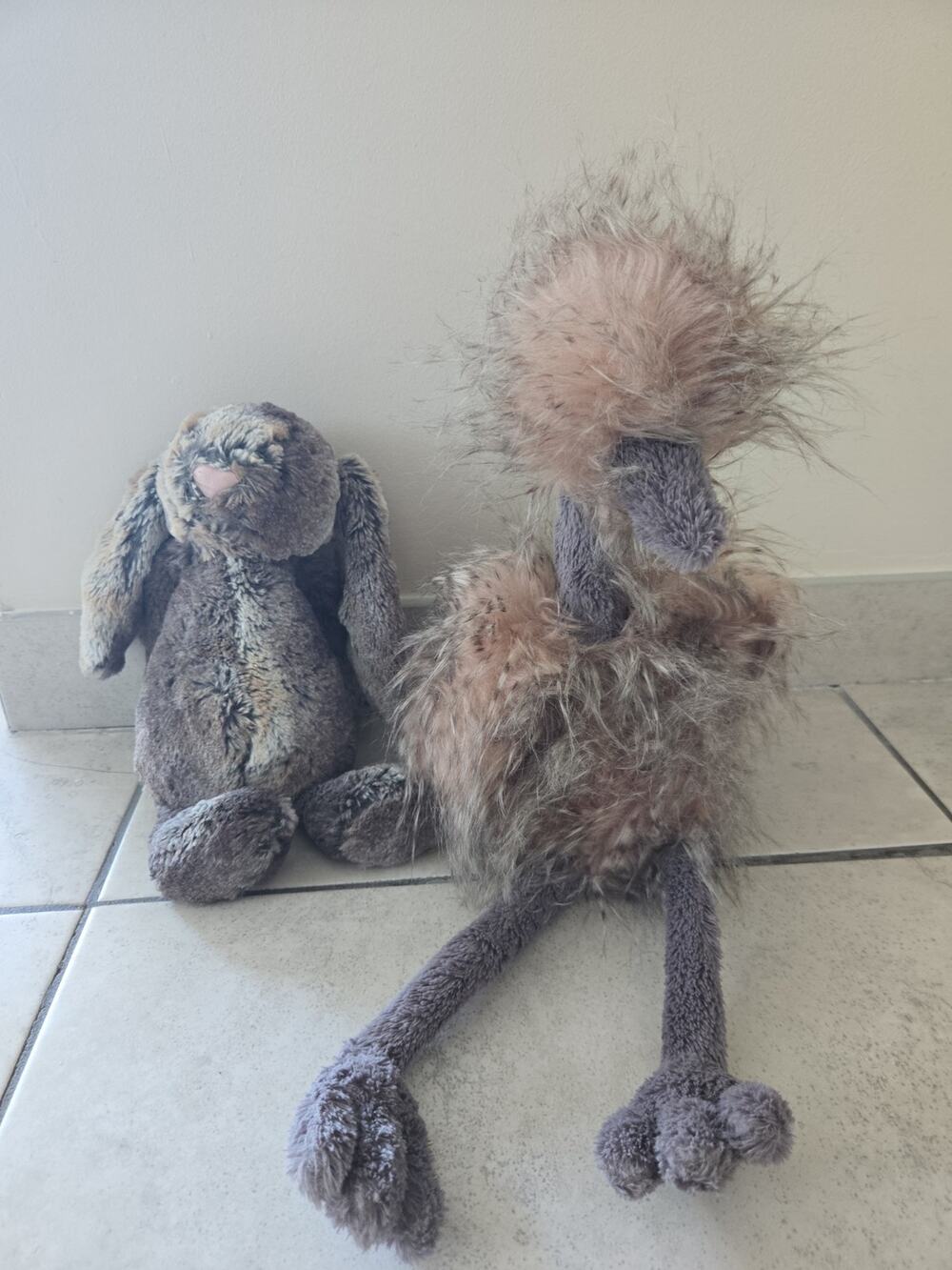 2 Jellycat Bunny And Ostrich Stuffed Animal Plush